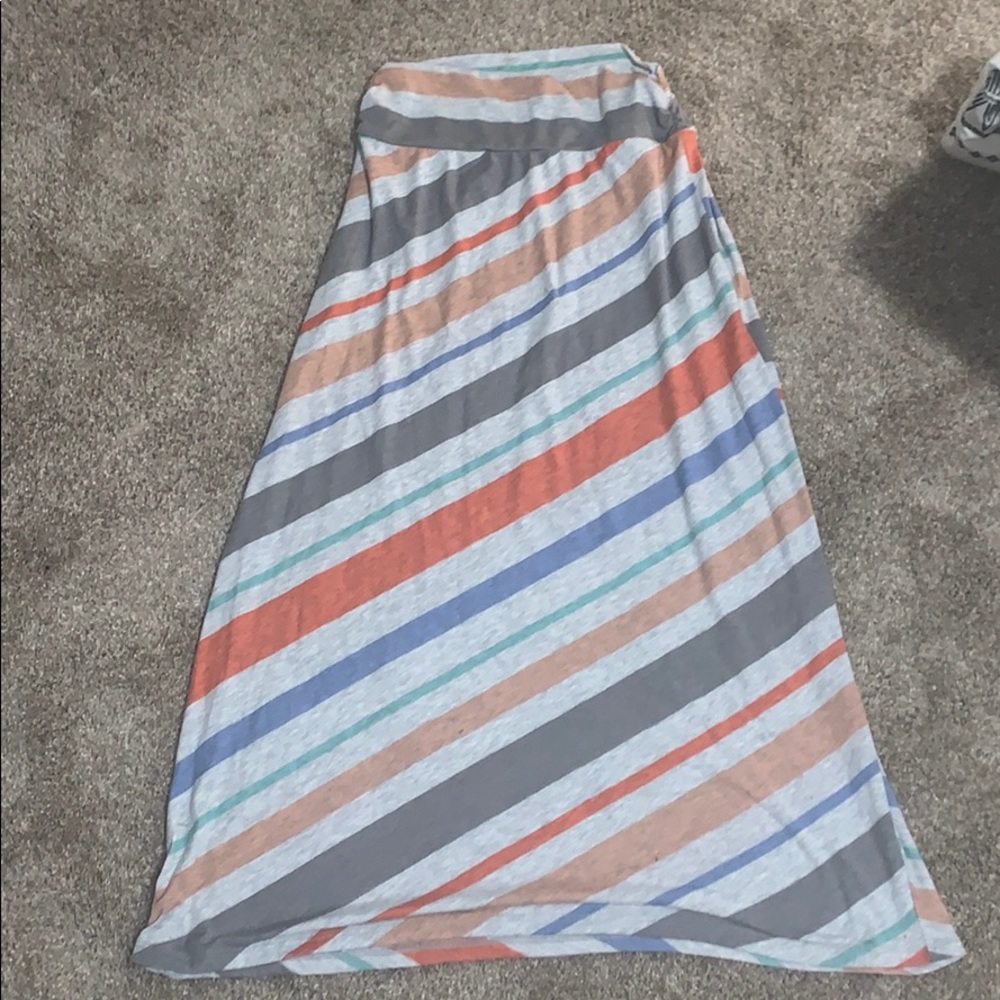 Long multi colored striped skirt